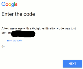 enter your verification code for google and send