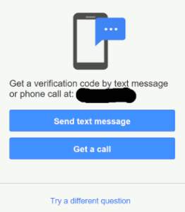 google get code by text to change password